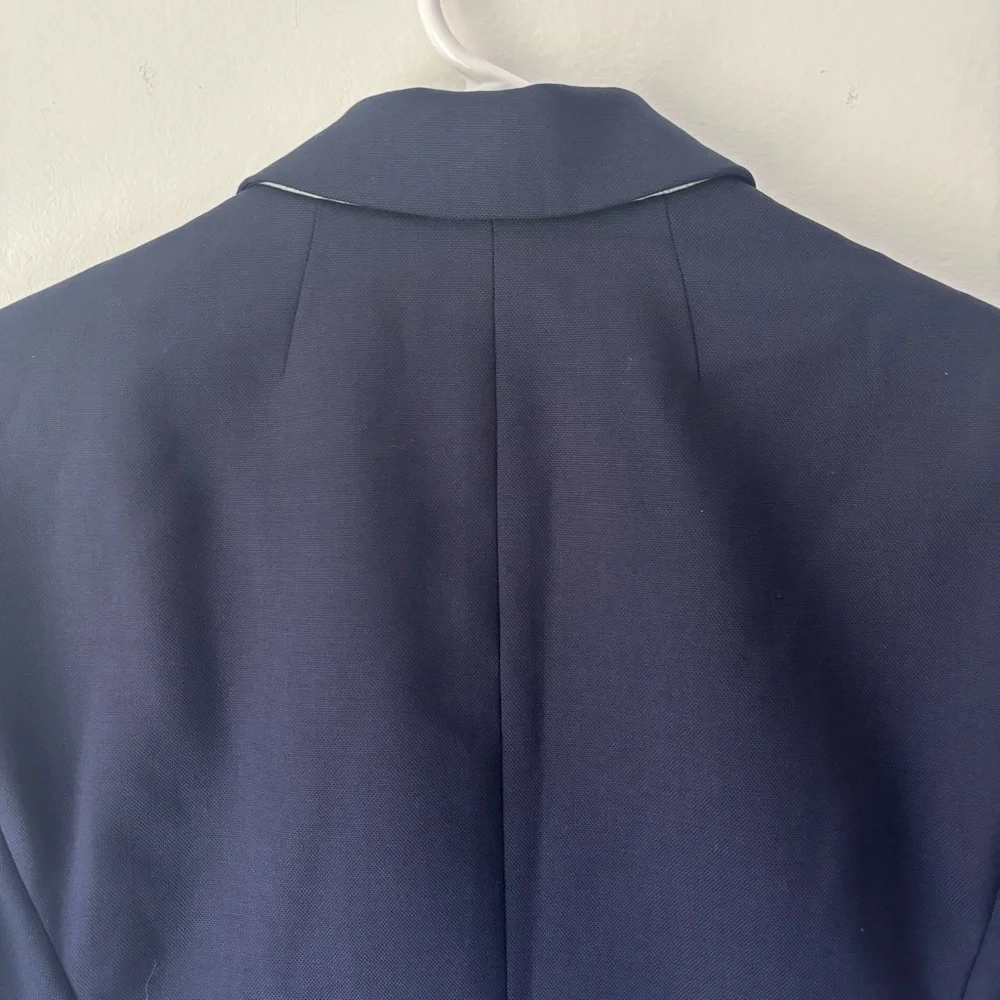 J. Crew Dalton Blazer Tollegno 1900 Italy Wool Navy Blue Career Business Office